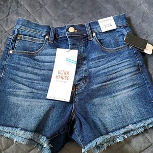High rise denim shorts